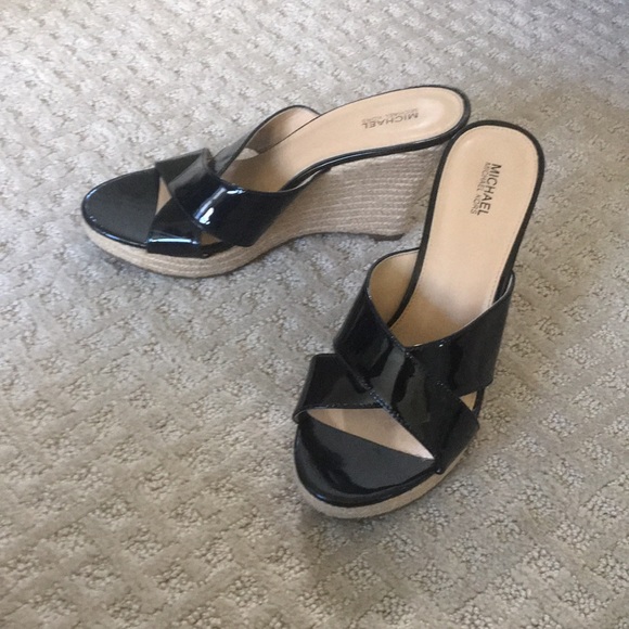 Michael Kors Shoes - Michael Kors Black Patent Leather Wedge Heels